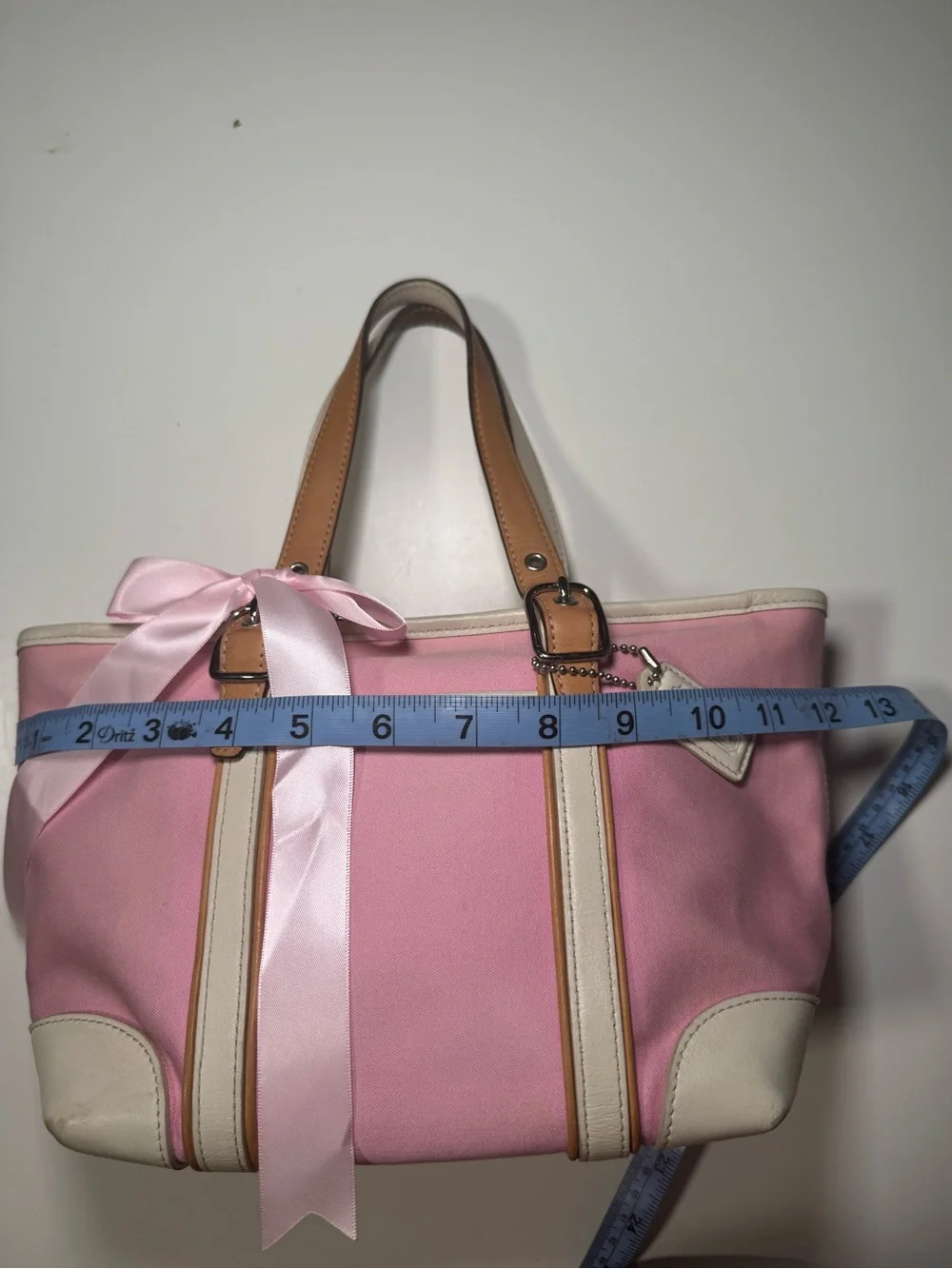 Vintage 2001 Coach Hampton Mini Market Tote - Pink Canvas & Leather Trim